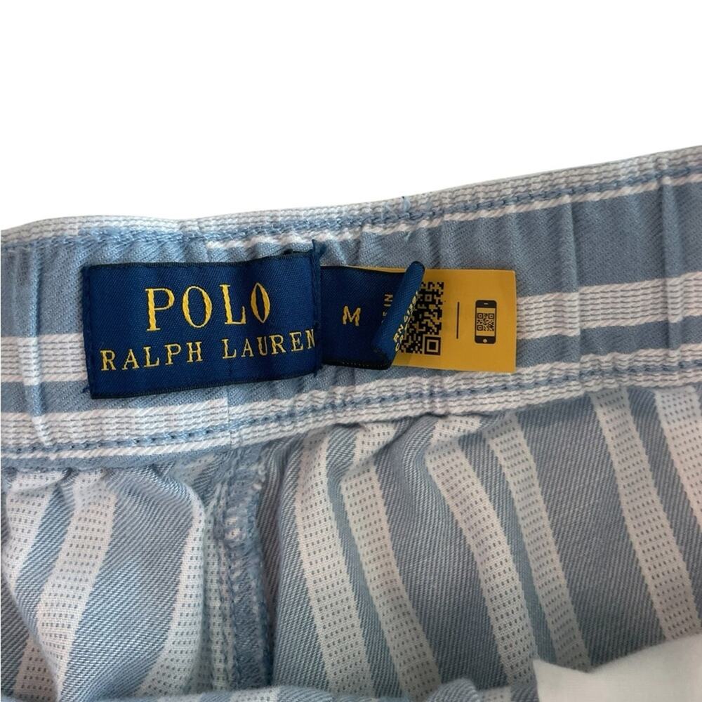 Ralph Lauren Blue White Striped High Waist Resort Shorts Cotton Pull‑On Size M - Picture 3 of 6